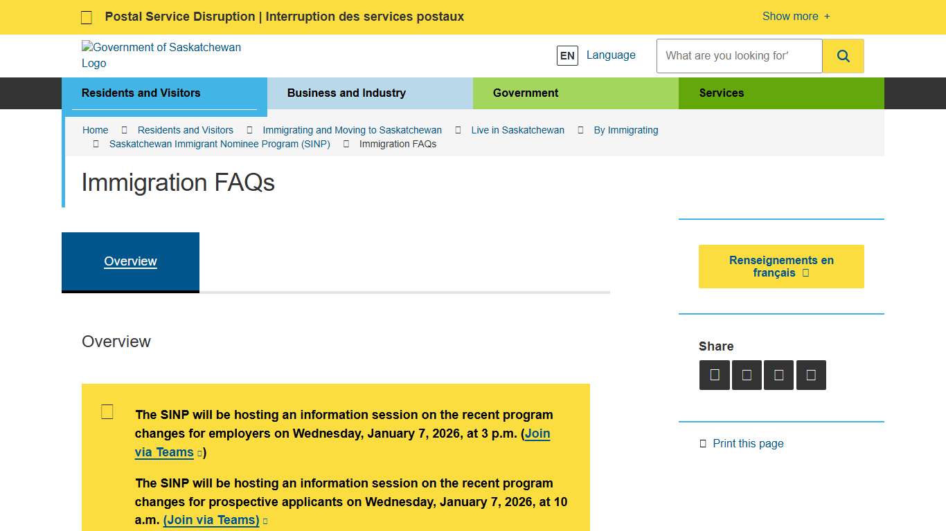 Immigration FAQs | Saskatchewan Immigrant Nominee Program (SINP) | Government of Saskatchewan